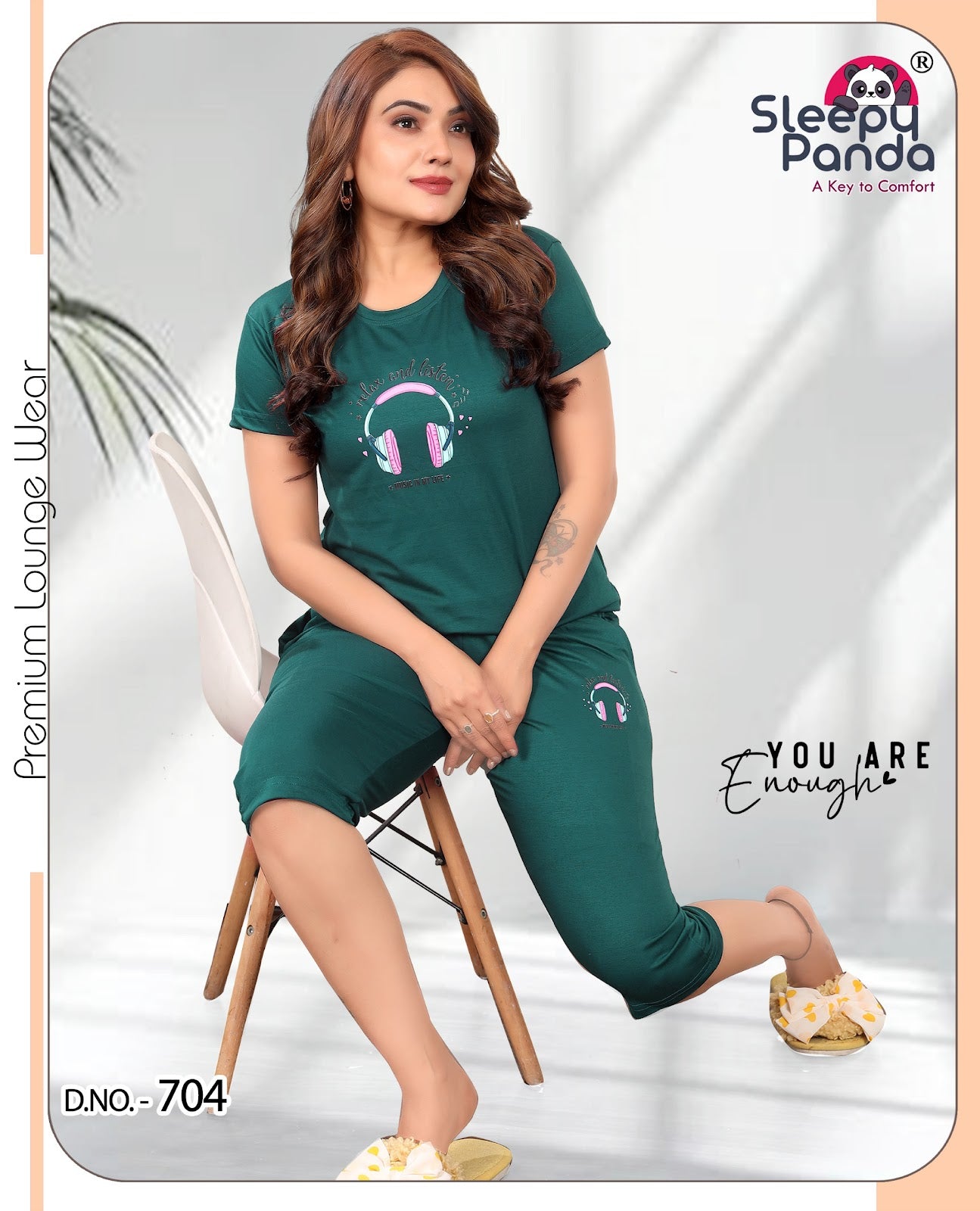 Revti 704 Sleepy Panda Tencil Lycra Capri Night Suits Exporter Ahmedabad