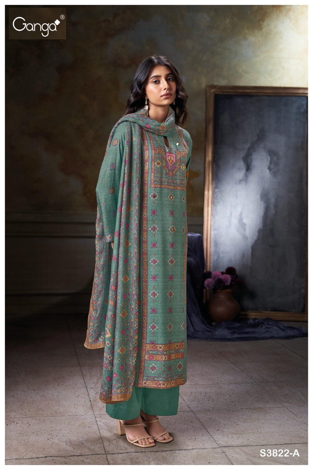 Reyanshi 3822 Ganga Wool Pashmina Suits Supplier India