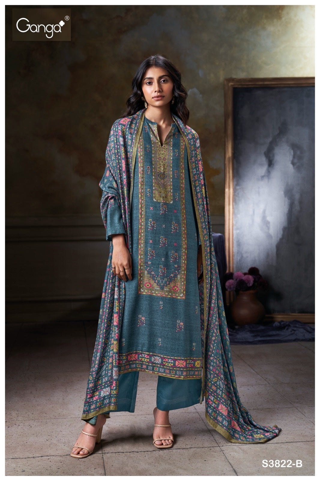 Reyanshi 3822 Ganga Wool Pashmina Suits Supplier India