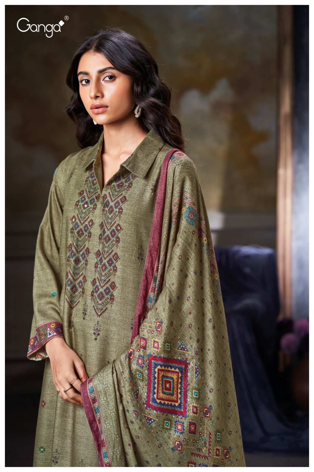 Reyanshi 3822 Ganga Wool Pashmina Suits Supplier India