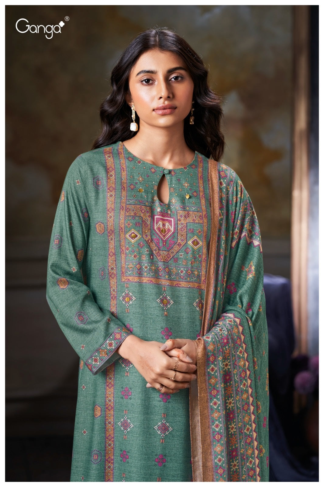 Reyanshi 3822 Ganga Wool Pashmina Suits Supplier India