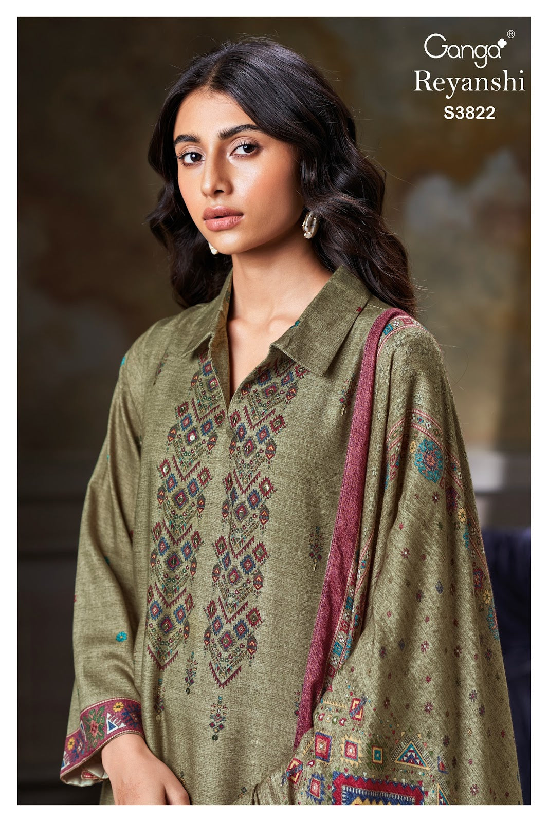 Reyanshi 3822 Ganga Wool Pashmina Suits Supplier India