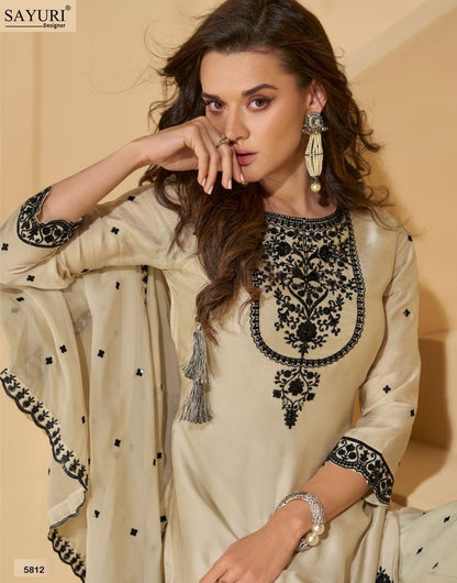 Reyna Sayuri Chinon Silk Readymade Plazzo Style Suits Manufacturer