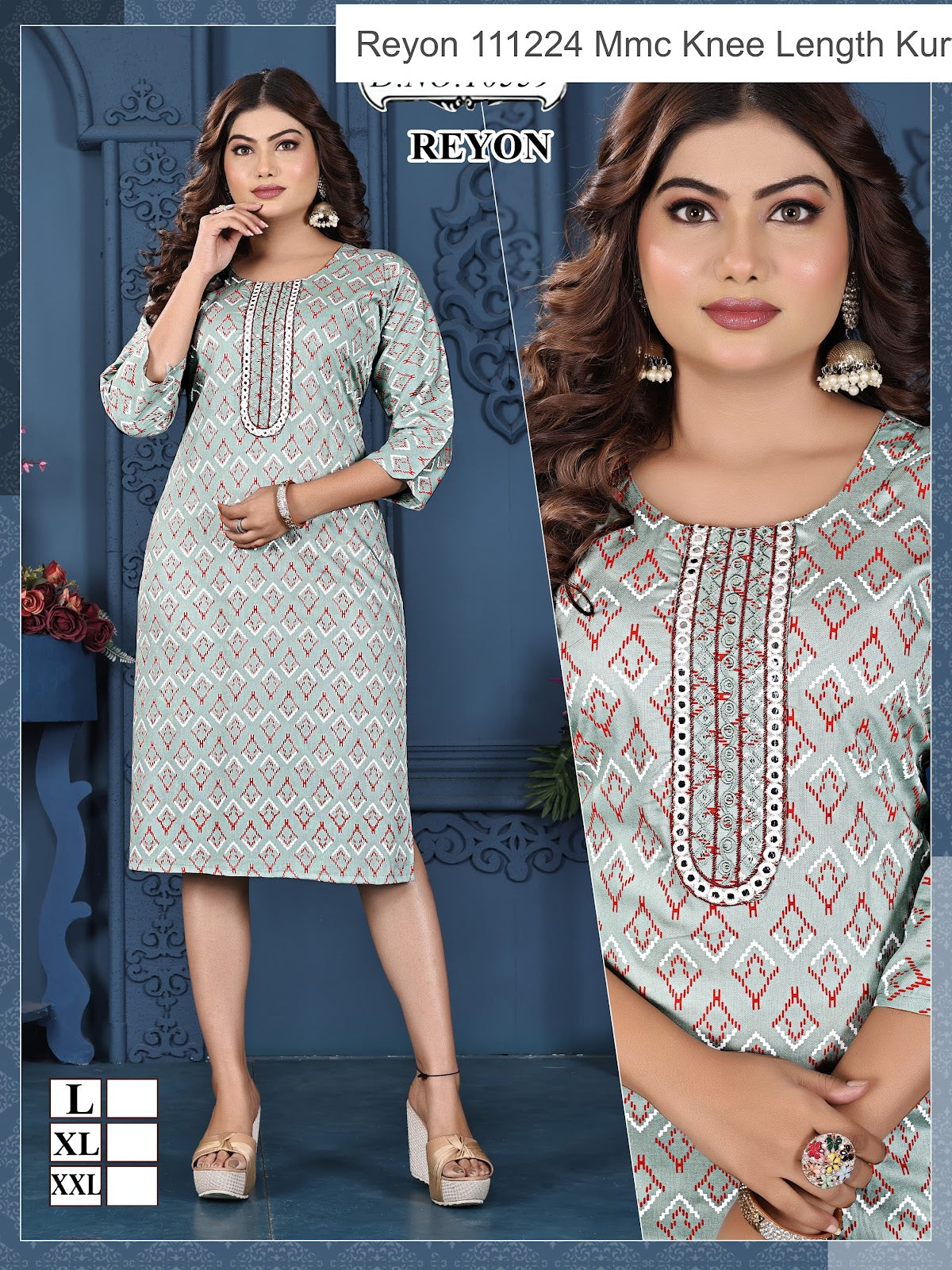 Reyon 111224 Mmc Knee Length Kurtis Supplier
