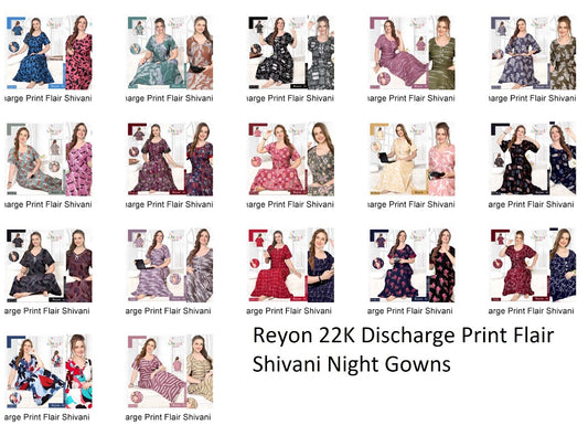 Reyon 22K Discharge Print Flair Shivani Night Gowns Wholesale