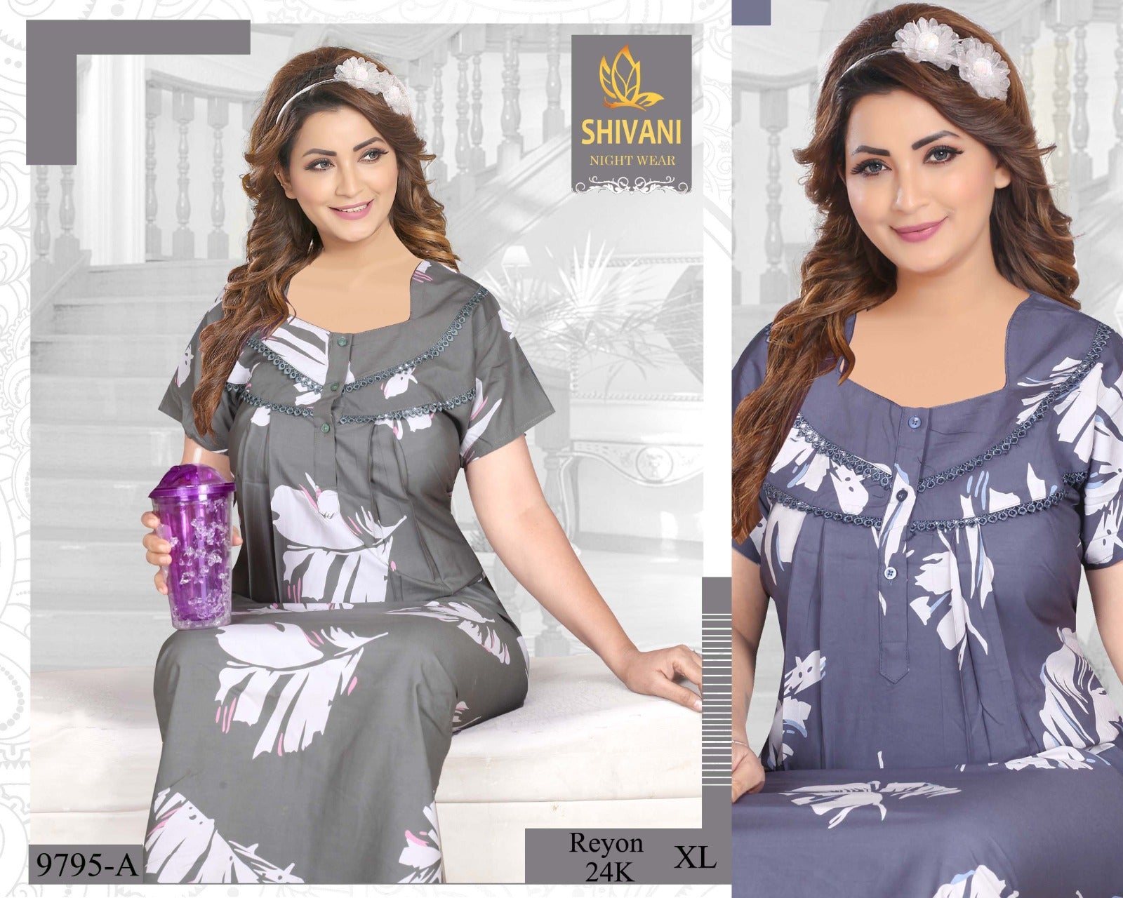 Reyon 24K Shivani Rayon Night Gowns Manufacturer Gujarat