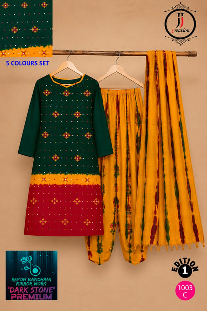 Reyon Bandhani Edition 1 Jj Salwar Suits Wholesale Rate