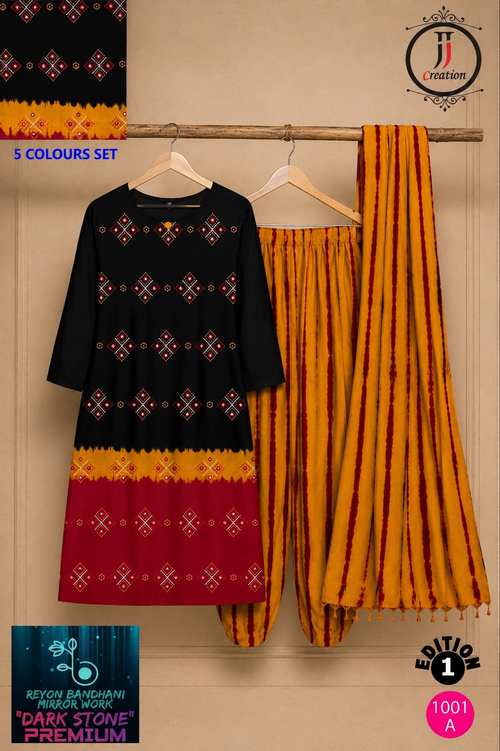 Reyon Bandhani Edition 1 Jj Salwar Suits Wholesale Rate