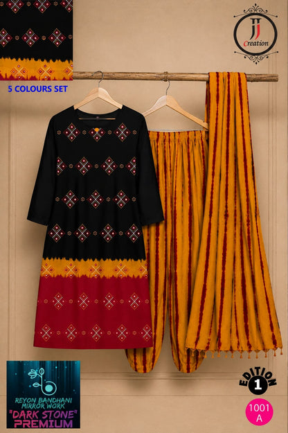 Reyon Bandhani Edition 1 Jj Salwar Suits Wholesale Rate