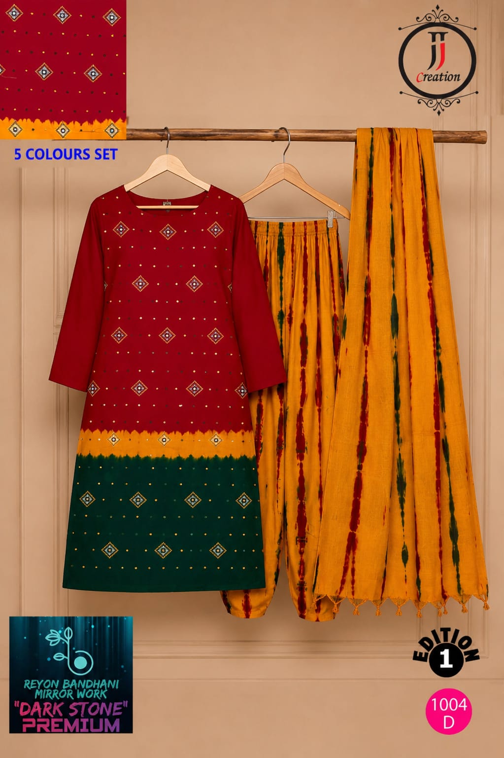 Reyon Bandhani Edition 1 Jj Salwar Suits Wholesale Rate
