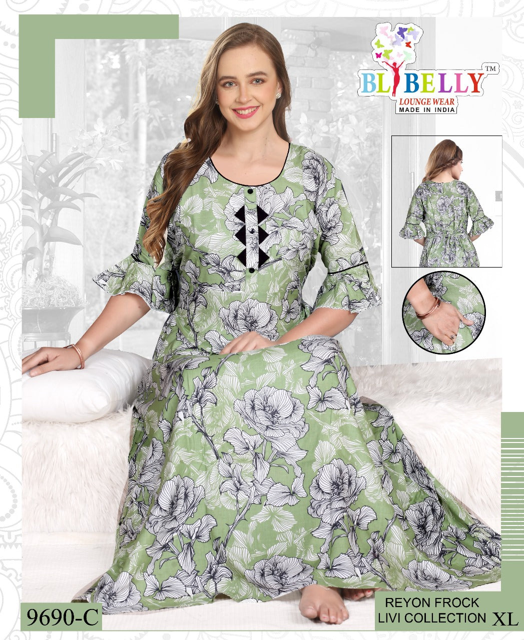 Reyon Livi Belly Night Gowns Supplier Ahmedabad