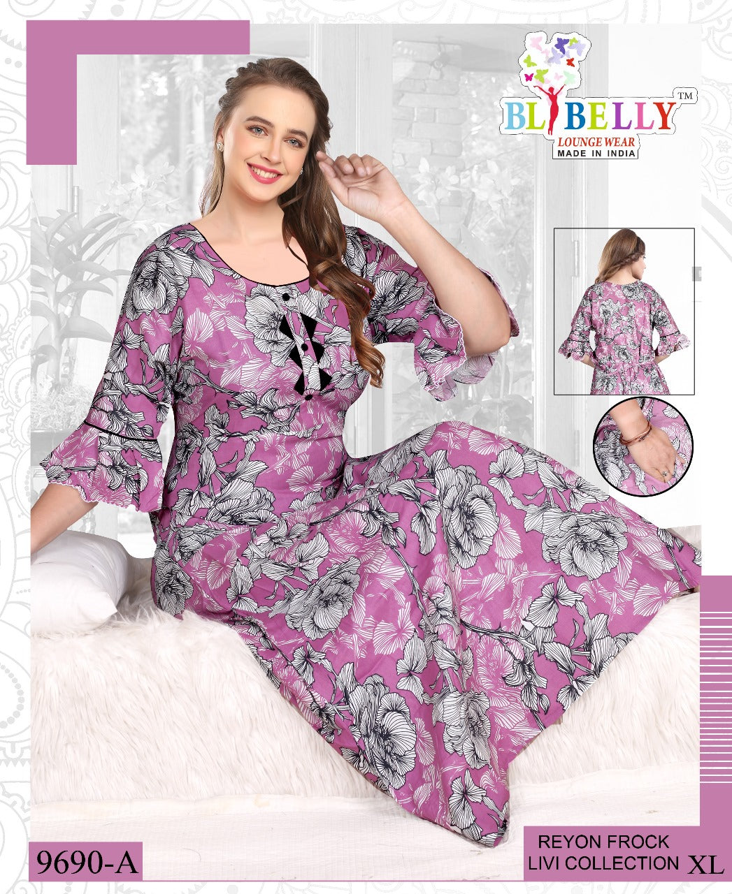 Reyon Livi Belly Night Gowns Supplier Ahmedabad