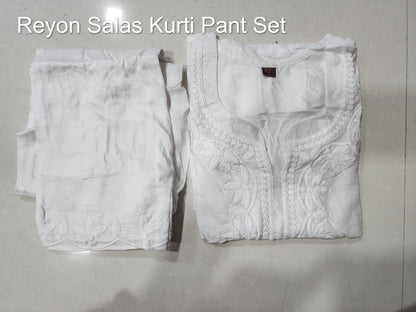 Reyon Salas Kurti Pant Set Supplier Gujarat