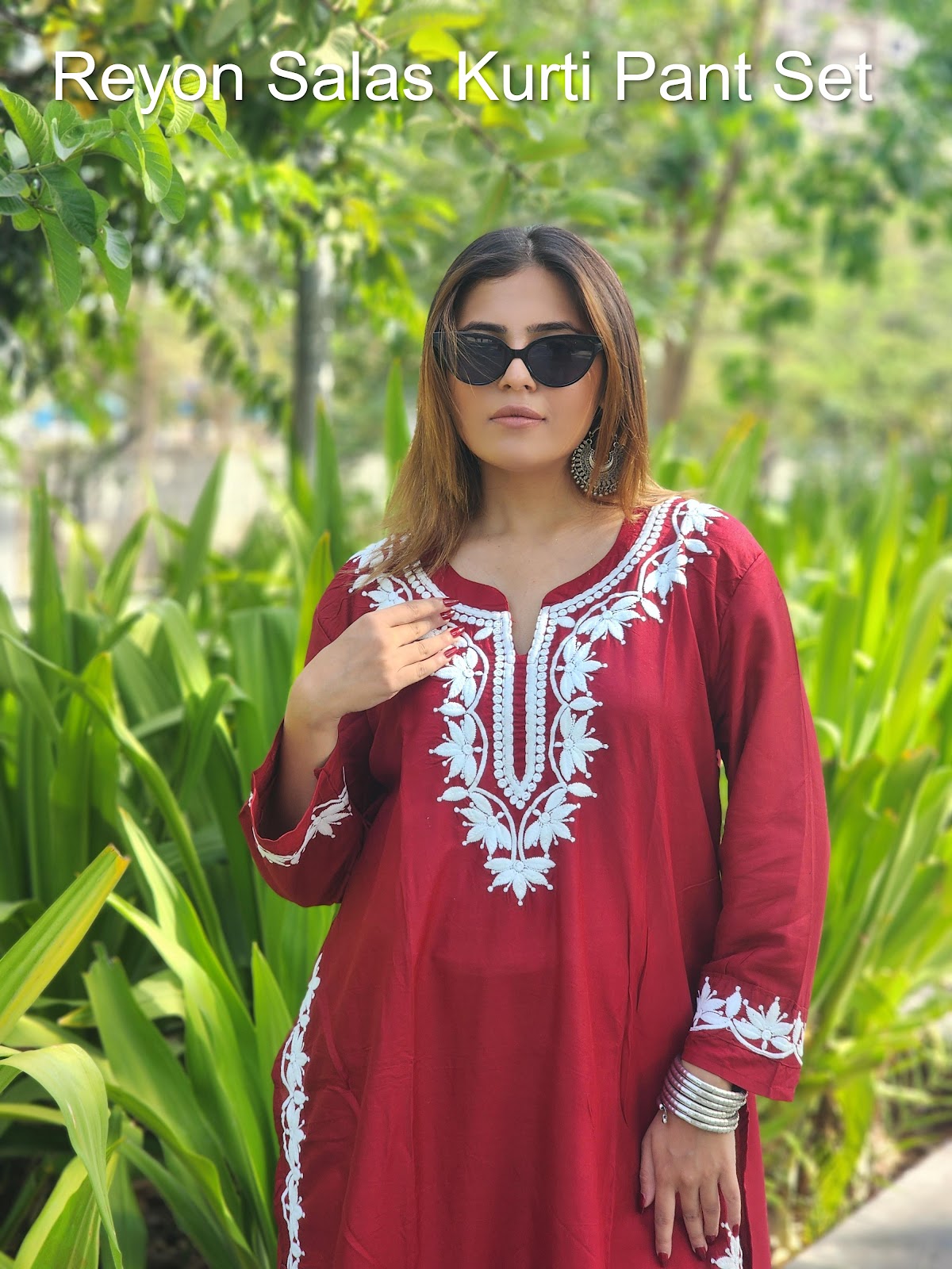 Reyon Salas Kurti Pant Set Supplier Gujarat