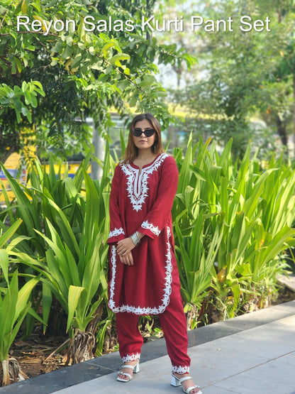 Reyon Salas Kurti Pant Set Supplier Gujarat
