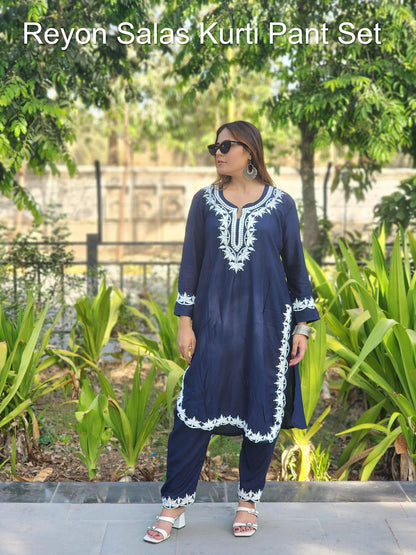 Reyon Salas Kurti Pant Set Supplier Gujarat