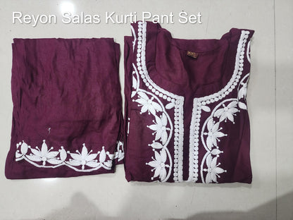 Reyon Salas Kurti Pant Set Supplier Gujarat