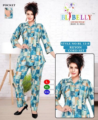 Reyon With Pockect 040825 Belly Co Ord Set Wholesaler Ahmedabad