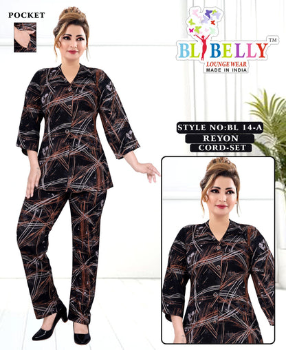 Reyon With Pockect 040825 Belly Co Ord Set Wholesaler Ahmedabad