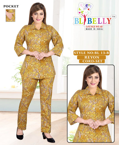 Reyon With Pockect 040825 Belly Co Ord Set Wholesaler Ahmedabad