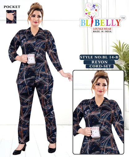 Reyon With Pockect 040825 Belly Co Ord Set Wholesaler Ahmedabad