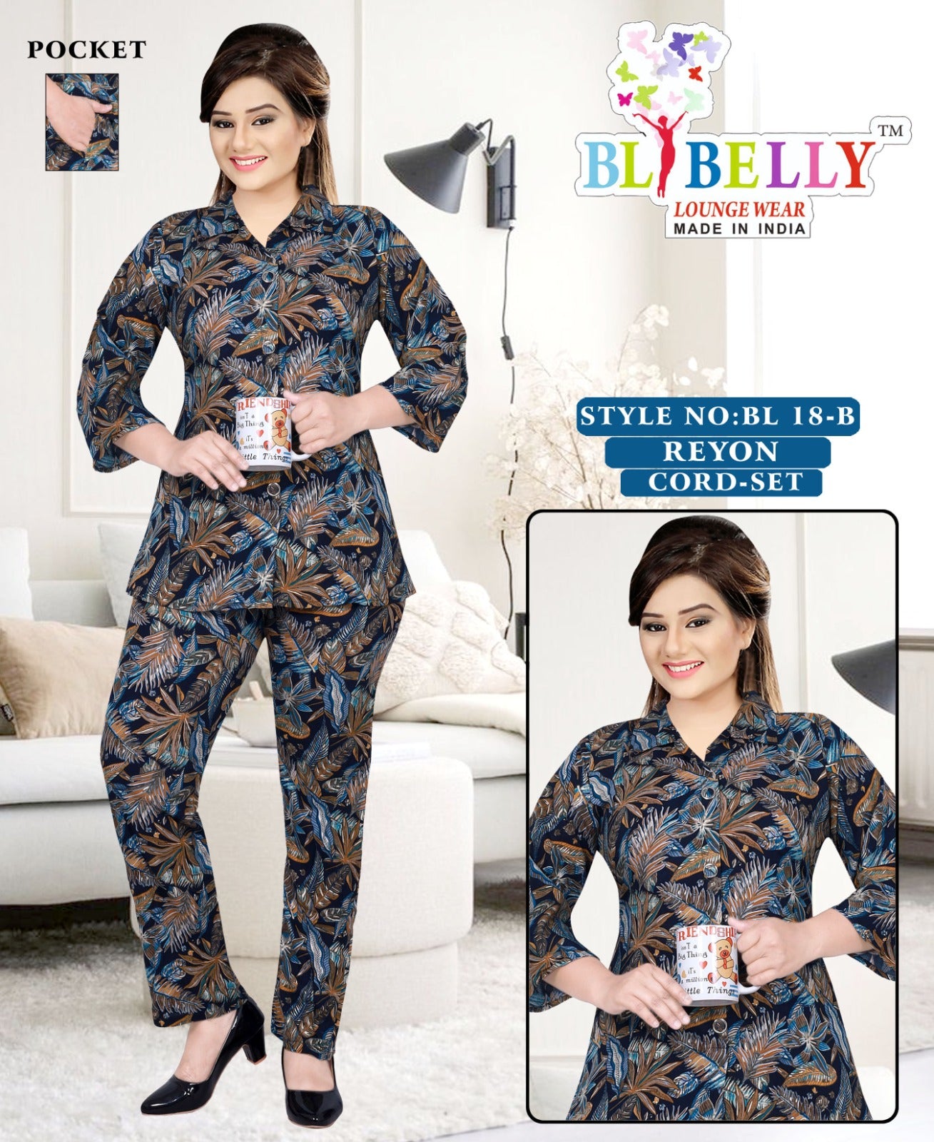 Reyon With Pockect 040825 Belly Co Ord Set Wholesaler Ahmedabad