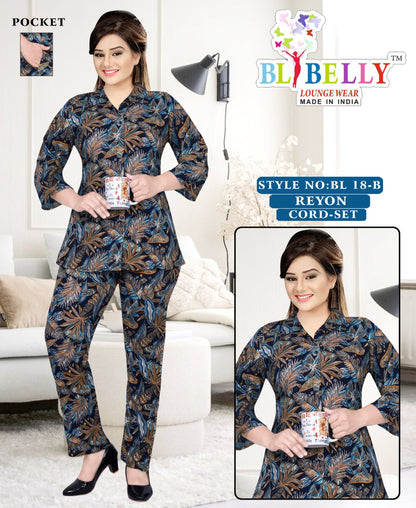 Reyon With Pockect 040825 Belly Co Ord Set Wholesaler Ahmedabad