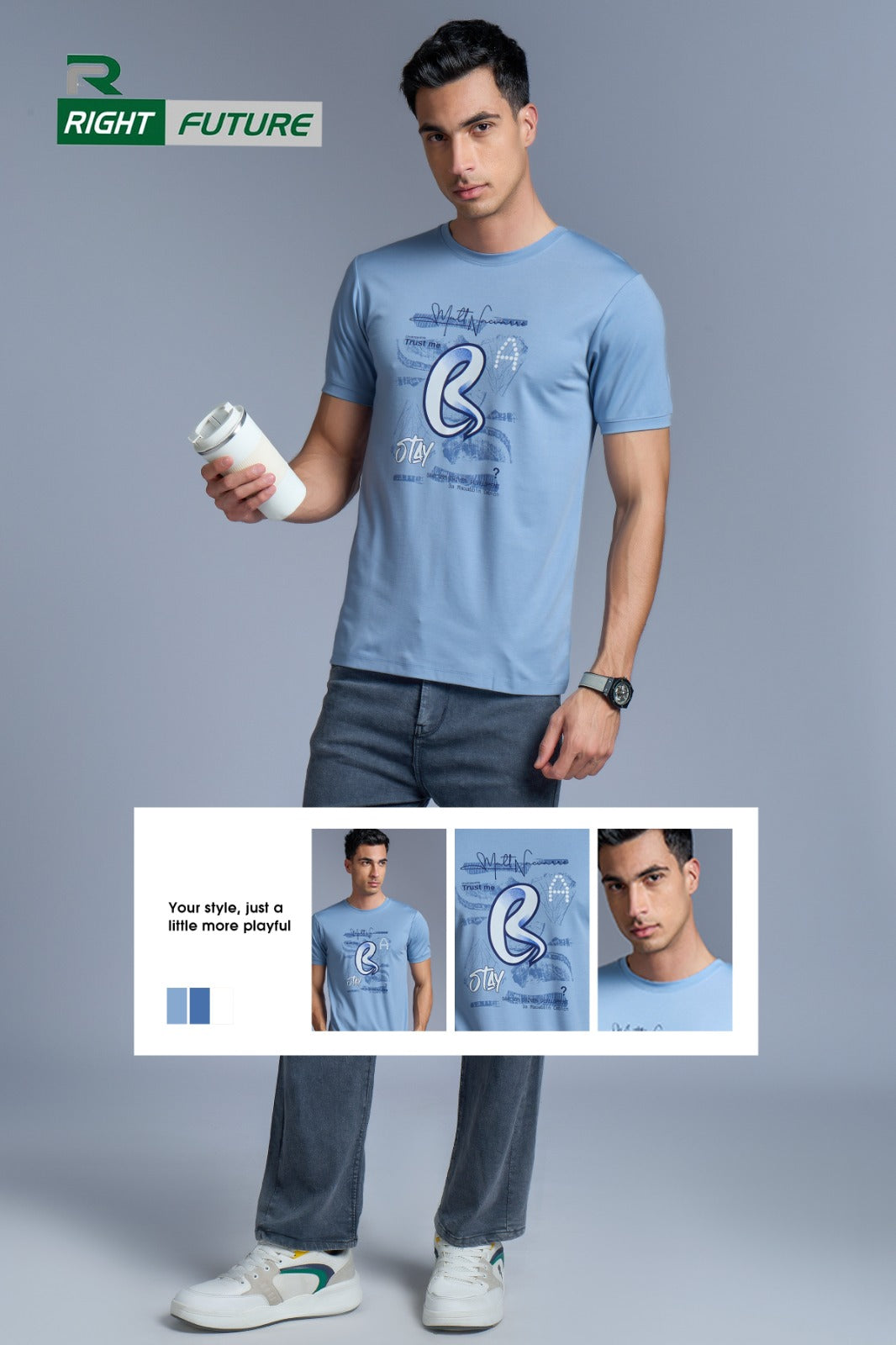 Rf 1053 Right Future Tencil Lycra Mens Tshirts Supplier Ahmedabad