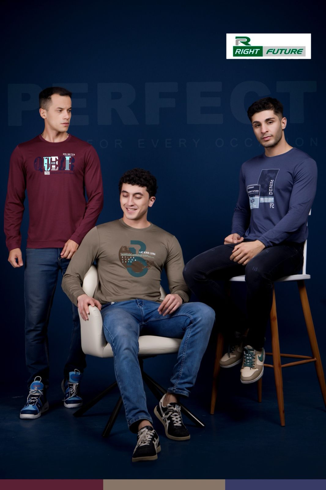 Rf 504 Full Sleeves Right Future Tencil Lycra Mens Tshirts Supplier