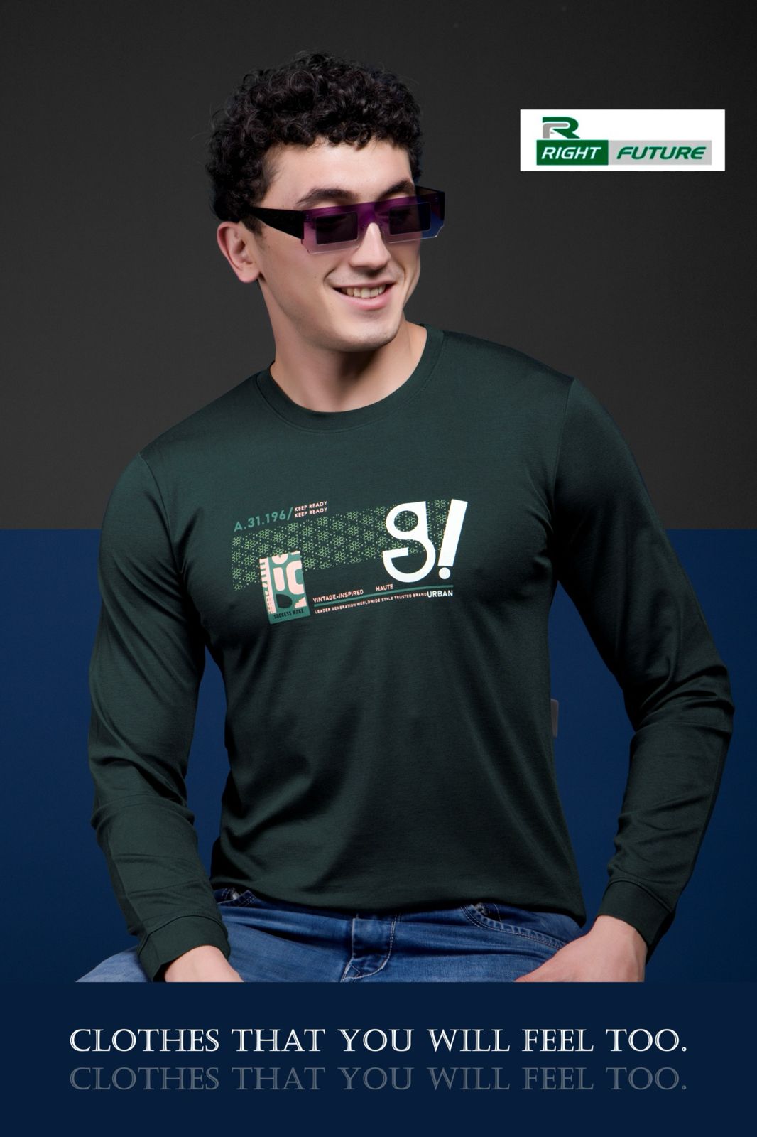 Rf 504 Full Sleeves Right Future Tencil Lycra Mens Tshirts Supplier