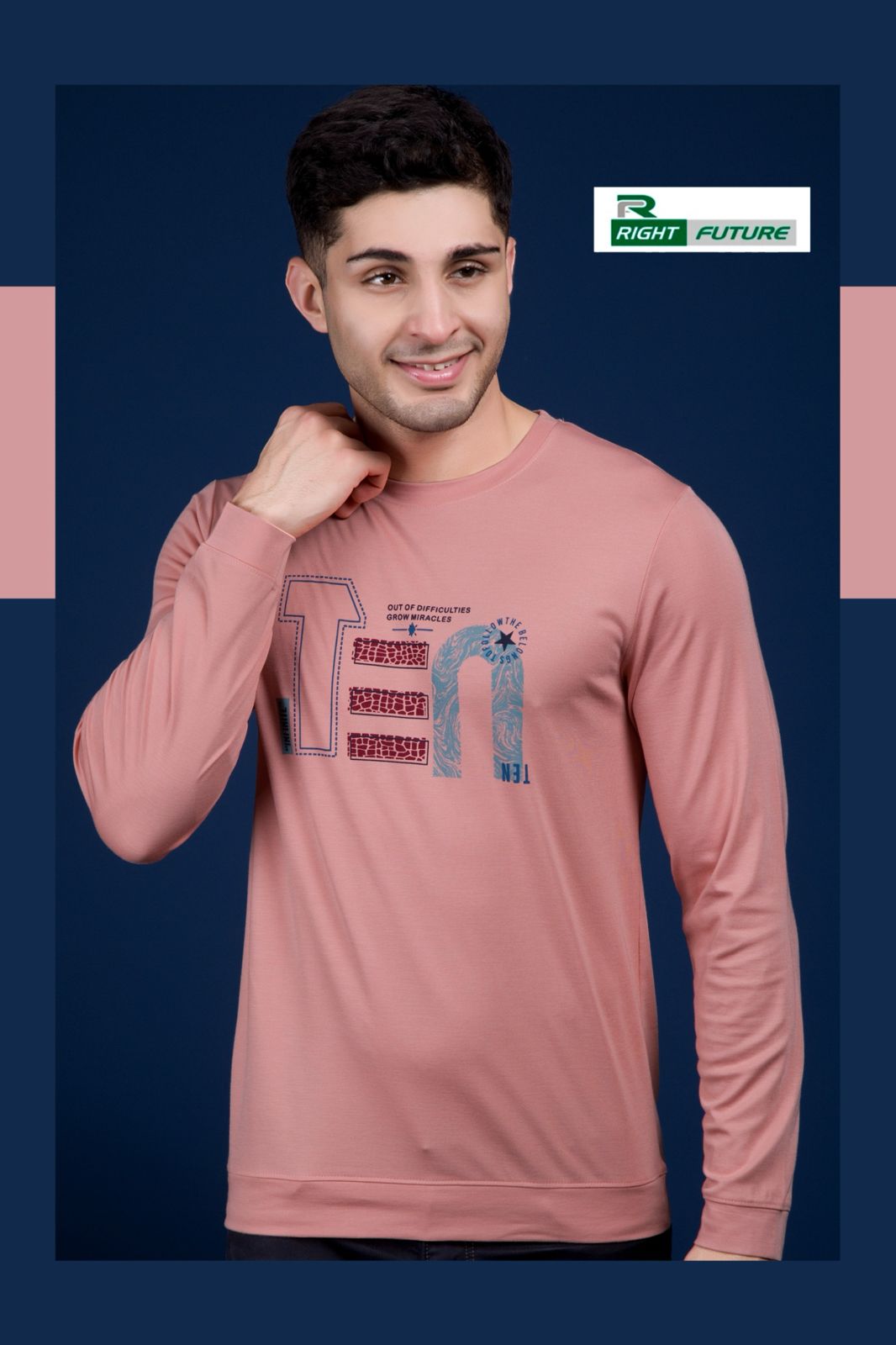 Rf 504 Full Sleeves Right Future Tencil Lycra Mens Tshirts Supplier