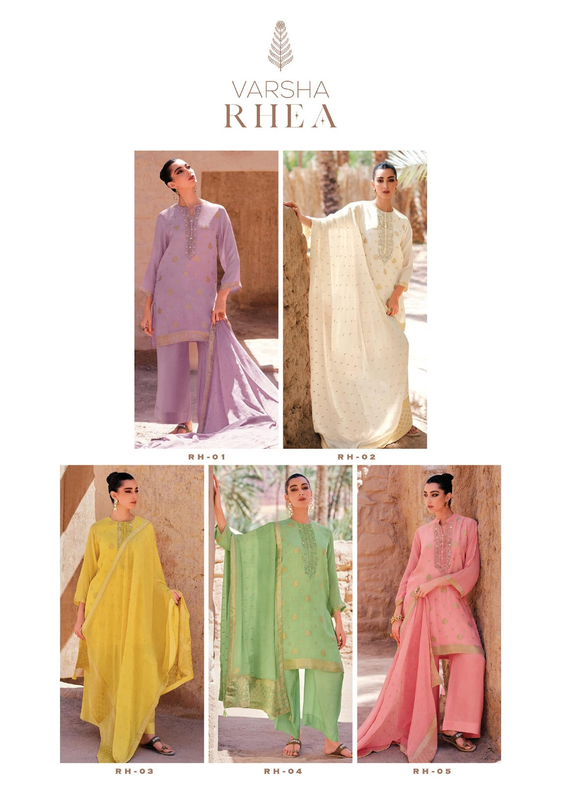 Rhea Varsha Fashions Viscose Chinon Plazzo Style Suits
