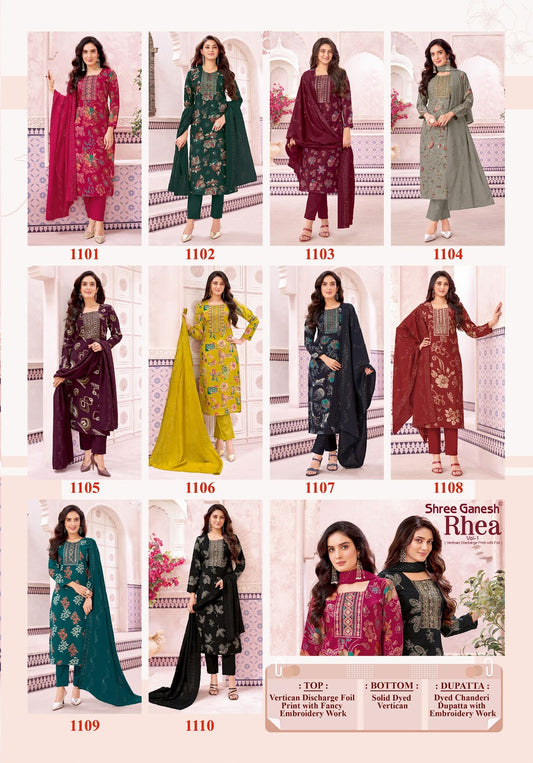 Rhea Vol 1 Shree Ganesh Vertican Readymade Pant Style Suits Wholesaler Gujarat