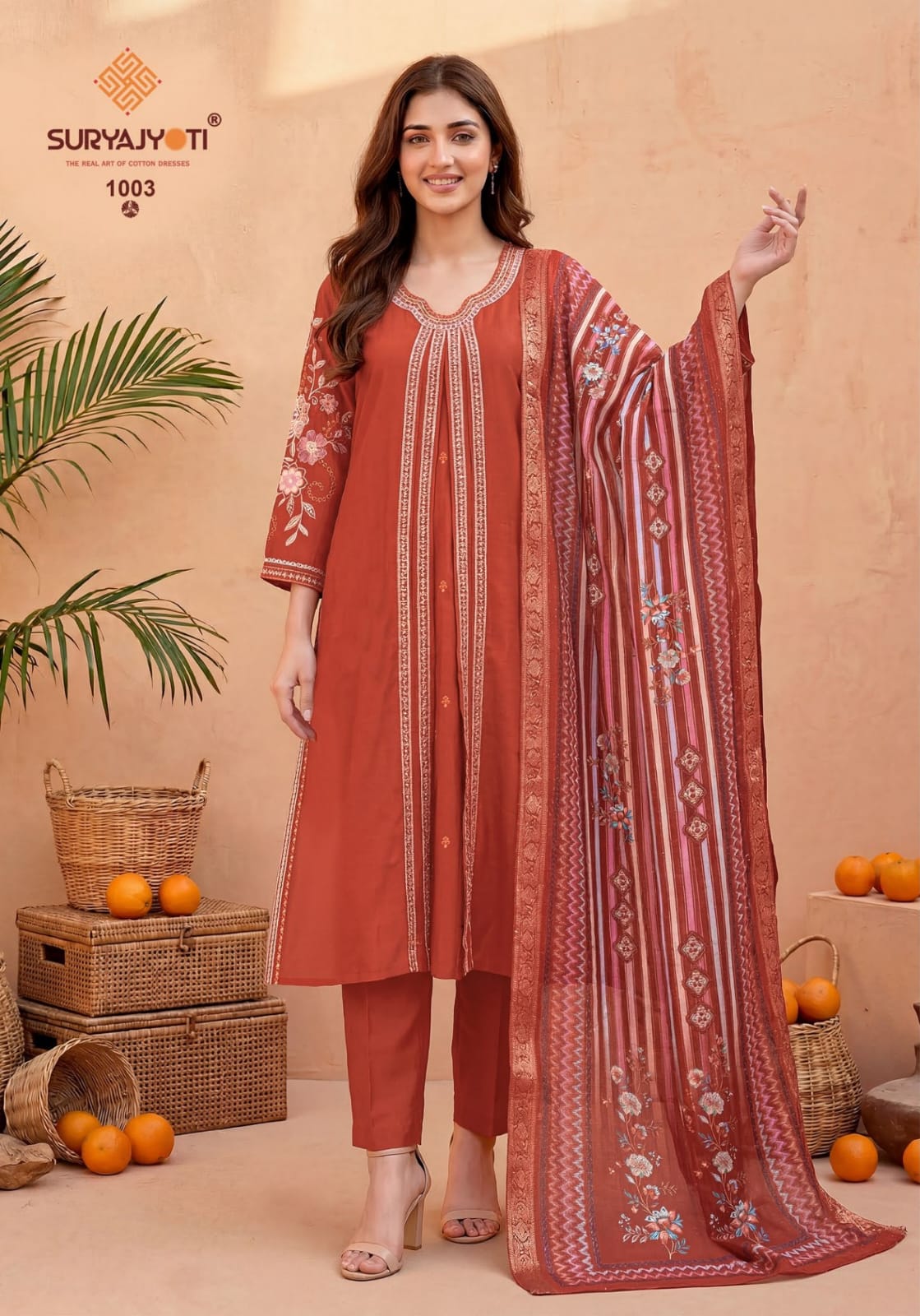 Rhea Vol 1 Suryajyoti Roman Readymade Pant Style Suits Wholesaler Ahmedabad