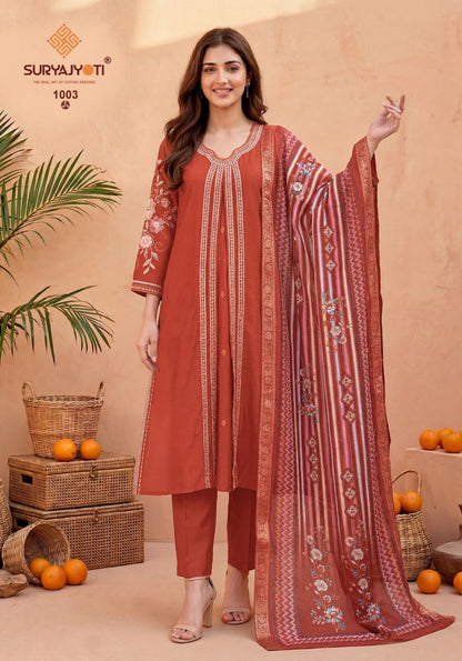 Rhea Vol 1 Suryajyoti Roman Readymade Pant Style Suits Wholesaler Ahmedabad