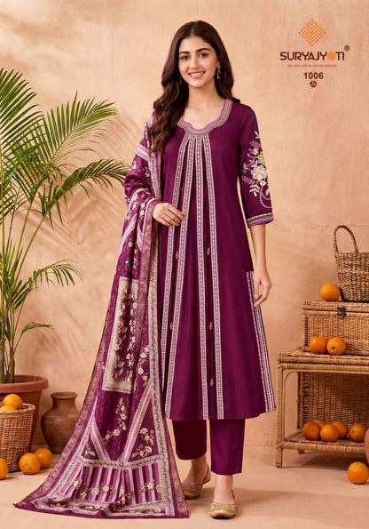 Rhea Vol 1 Suryajyoti Roman Readymade Pant Style Suits Wholesaler Ahmedabad