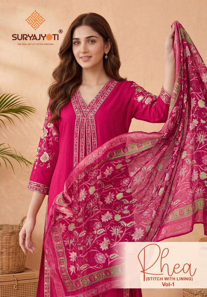 Rhea Vol 1 Suryajyoti Roman Readymade Pant Style Suits Wholesaler Ahmedabad
