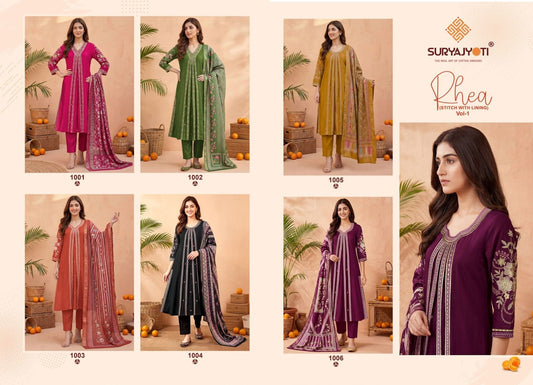 Rhea Vol 1 Suryajyoti Roman Readymade Pant Style Suits Wholesaler Ahmedabad