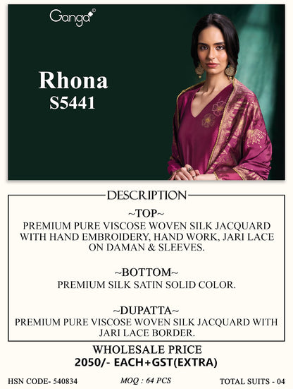 Rhona S5441 Ganga Woven Silk Pant Style Suits Wholesaler