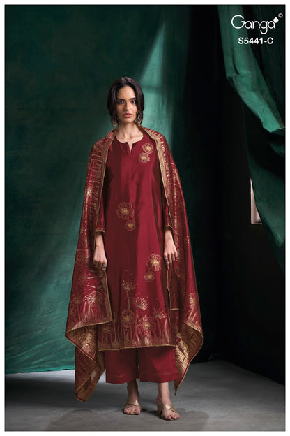 Rhona S5441 Ganga Woven Silk Pant Style Suits Wholesaler