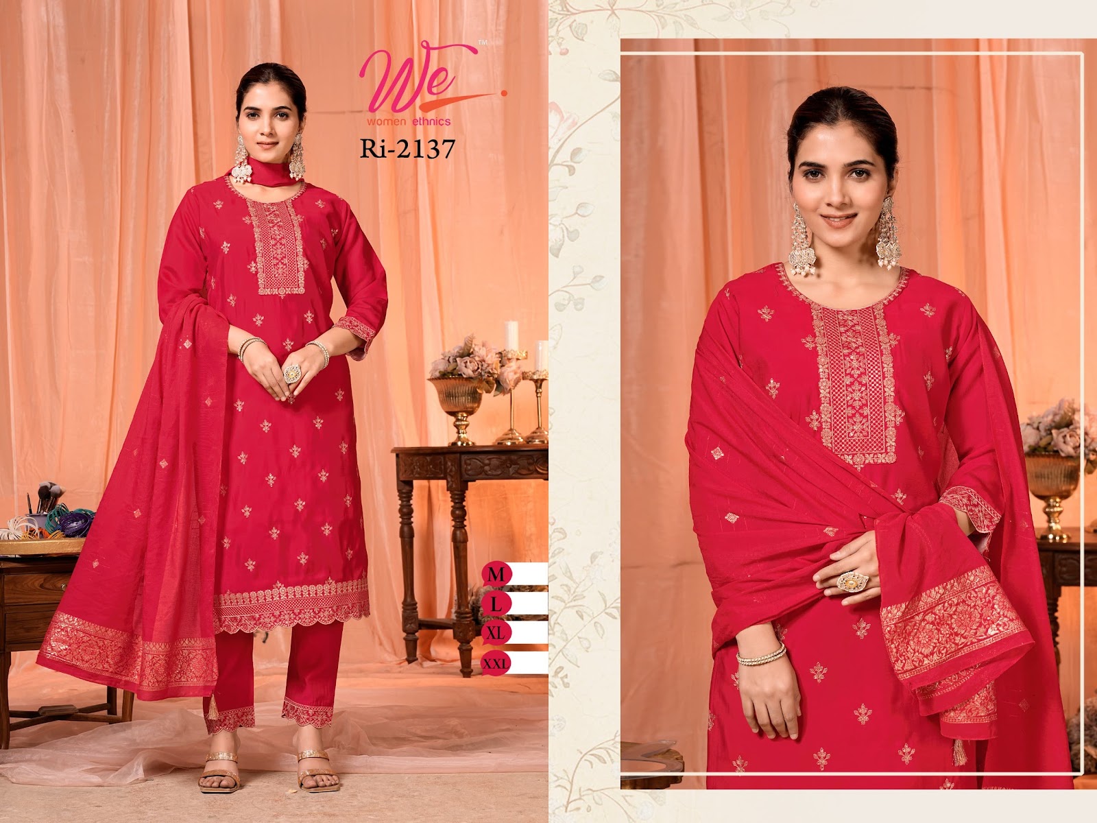 Ri 2134-2139 Women Ethnics Roman Readymade Pant Style Suits Supplier Ahmedabad