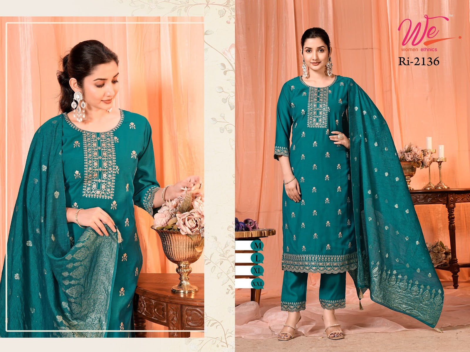 Ri 2134-2139 Women Ethnics Roman Readymade Pant Style Suits Supplier Ahmedabad