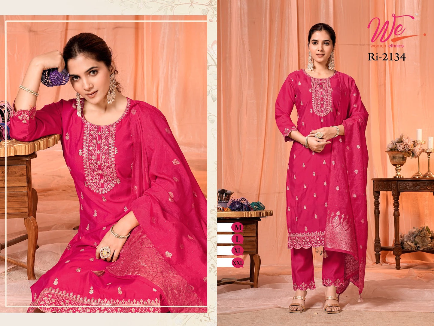 Ri 2134-2139 Women Ethnics Roman Readymade Pant Style Suits Supplier Ahmedabad