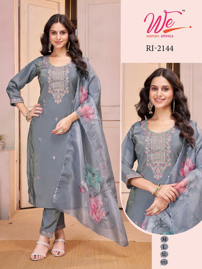 Ri 2140-2145 Women Ethnics Roman Simmer Readymade Pant Style Suits Wholesaler Ahmedabad