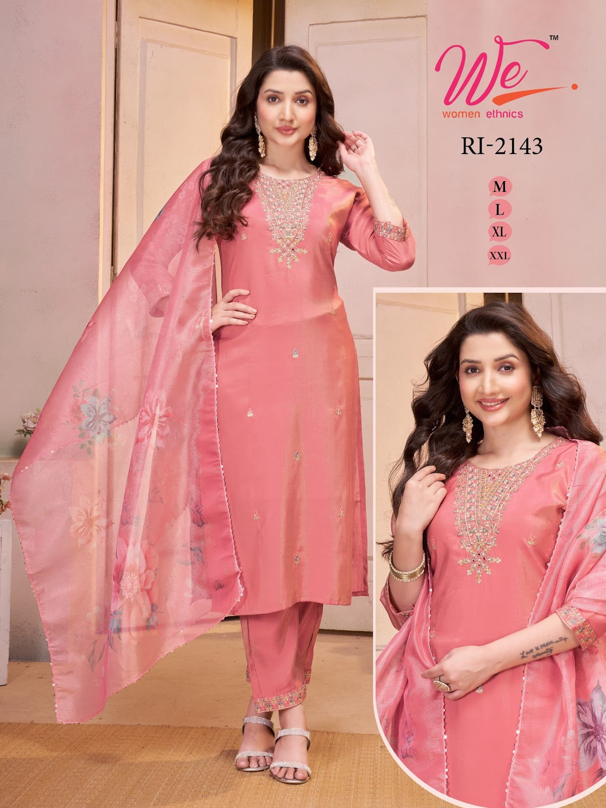 Ri 2140-2145 Women Ethnics Roman Simmer Readymade Pant Style Suits Wholesaler Ahmedabad