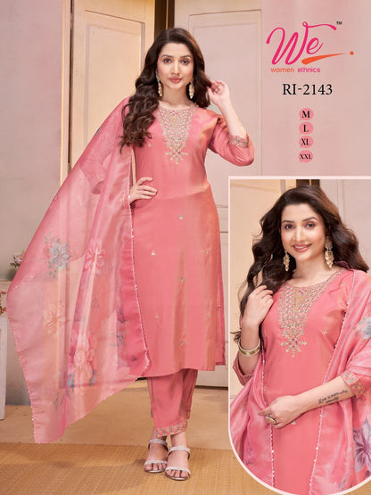 Ri 2140-2145 Women Ethnics Roman Simmer Readymade Pant Style Suits Wholesaler Ahmedabad
