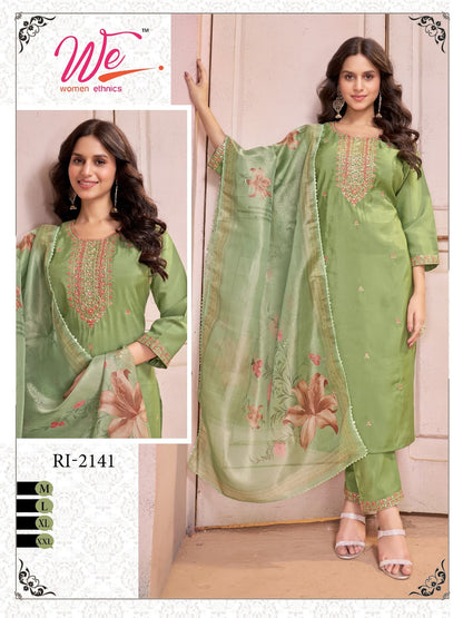 Ri 2140-2145 Women Ethnics Roman Simmer Readymade Pant Style Suits Wholesaler Ahmedabad