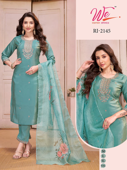 Ri 2140-2145 Women Ethnics Roman Simmer Readymade Pant Style Suits Wholesaler Ahmedabad
