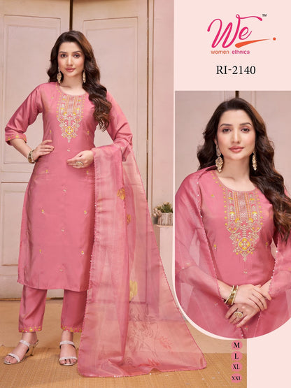 Ri 2140-2145 Women Ethnics Roman Simmer Readymade Pant Style Suits Wholesaler Ahmedabad