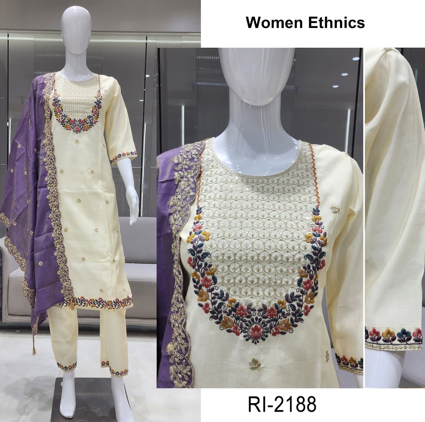 Ri 2187-2189 Women Ethnics Roman Simmer Readymade Pant Style Suits Exporter